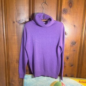 Elegant lambswool angora blend Purple turtleneck Sweater